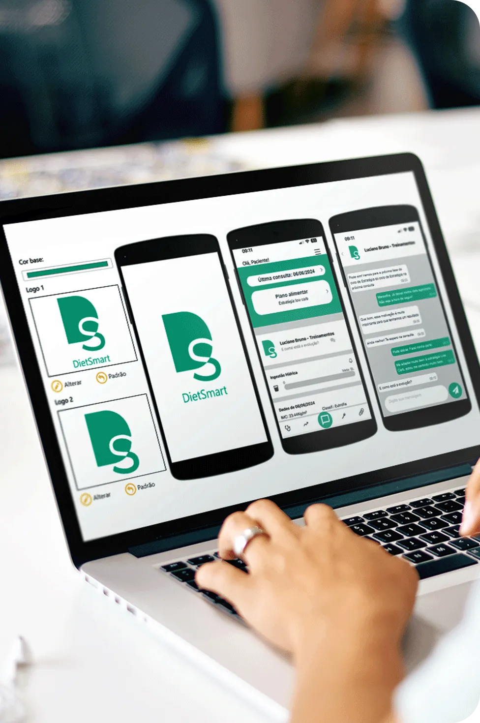 Tela do app DietSmart com personalização de marca